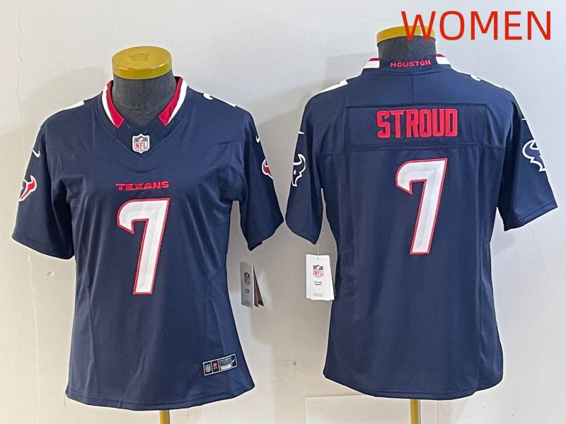 Women Houston Texans #7 Stroud Dark Blue Three generations 2025 Nike Limited NFL Jersey style 21